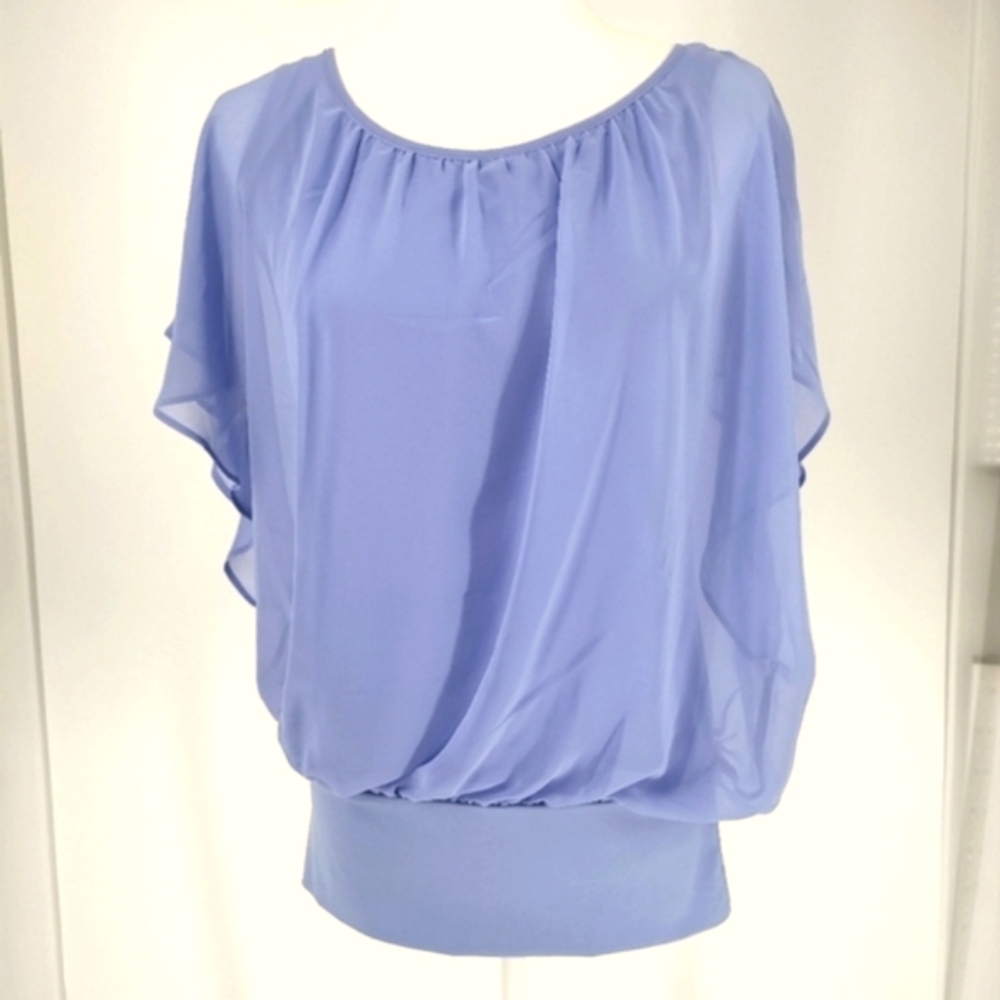 JM Collection Women's Short Sleeve New Soft Iris Top